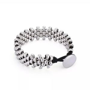 Uno de 50 Woven Bracelet & Extender LEATHER SILVER